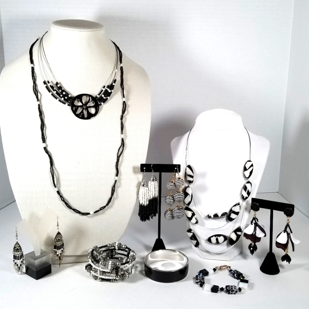 Black & white necklaces and more